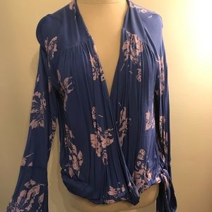 Free people bell sleeve floral blouse
